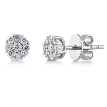 Cercei Sevilia aur alb 14K cu diamante de 0.23 carate de la Sandra Ferretti Srl
