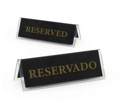 Semn acril Reserved / Reservado pentru masa 12x4 cm de la Ad Horeca Concept Srl