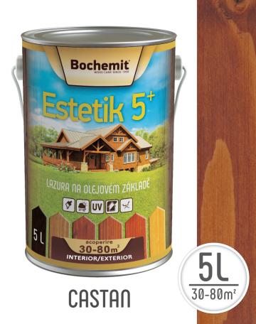 Lazura lemn Bochemit Estetik Clasic 5L, castan, protectie U