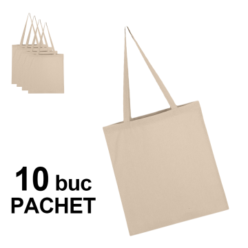 Sacosa bumbac toarta lunga - LH natur, 10 bucati de la Best Media Style Srl