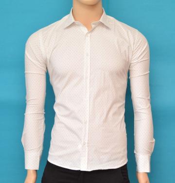 Camasa slim fit barbati alba cu model - camasa barbati ZR73