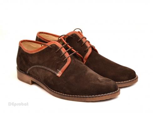 Pantofi barbati piele naturala velur maro casual-eleganti de la Deprobat.ro