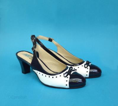 Sandale dama din piele naturala toc aplicat 6 cm, S315