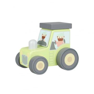 Jucarie tractor din lemn verde, Orange Tree Toys