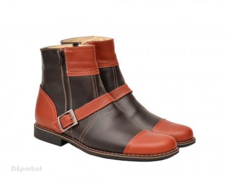 Ghete barbati piele naturala maro casual-elegante cu fermoar de la Deprobat.ro