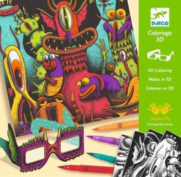 Joc Atelier de colorat 3D Djeco, Monstruleti simpatici