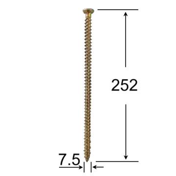 Surub montaj ferestre 7.5x252 galben TX30 - 100buc/cutie