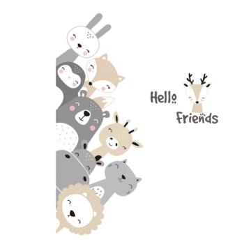 Sticker autocolant copii, Animale Zambitoare, Hello Friends de la Aida Her Store Srl