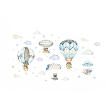 Sticker autocolant perete copii, animale in balon