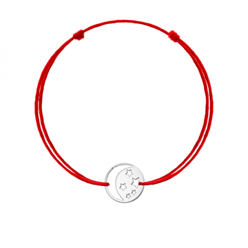 Bratara snur rosu, banut decupat semiluna si stele de la Atelier Lolit Srl