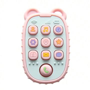 Jucarie mini telefon pentru dentitie, din silicon, roz de la Saralma Shop Srl