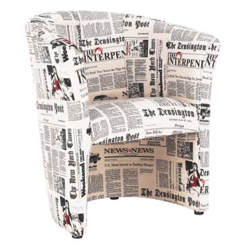 Fotoliu cafenea Cuba, material textil motiv ziare de la Sembazuru Art Srl