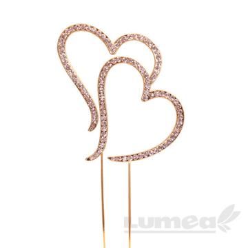 Figuine cake topper inimioare duble stras auriu de la Lumea Basmelor International Srl