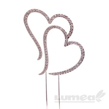 Figurine cake topper inimioare duble stras argintiu de la Lumea Basmelor International Srl