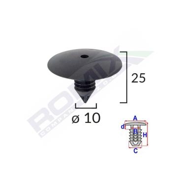 Clips fixare elemente roata pentru Renault 10x25mm - negru de la Auto Care Store Srl