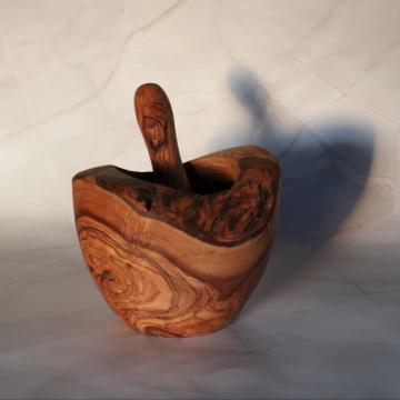 Mojar cu pistil Rustic din lemn de maslin