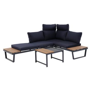 Set de mobilier de gradina Nuvio cu perne albastru inchis