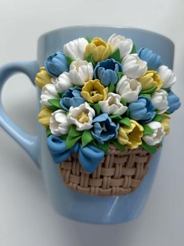 Cana cu decor lalele - Baby blue de la Mytreasurebox S.r.l.