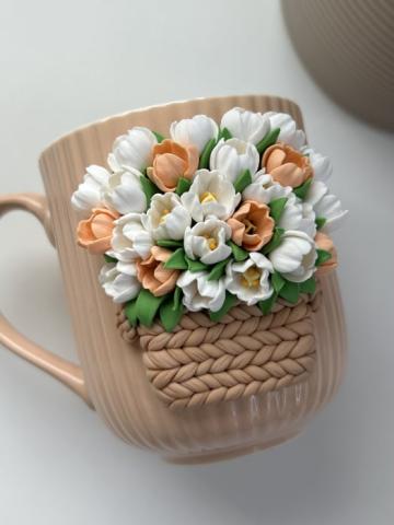 Cana cu decor lalele - Peach