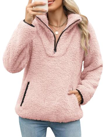 Hanorac sport de dama din flee moale, cu fermoar de la Molifag Srl