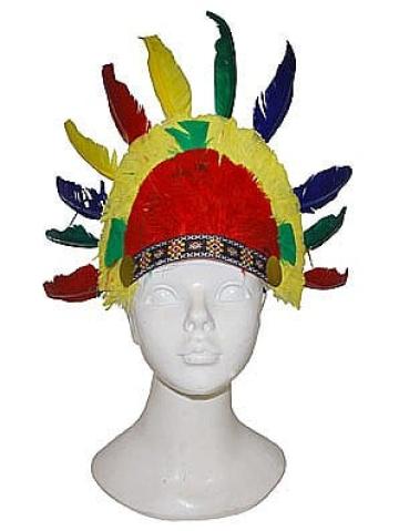 Bentita traditionala Coif indian cu pene multicolore de la Hobbyplanet Romania