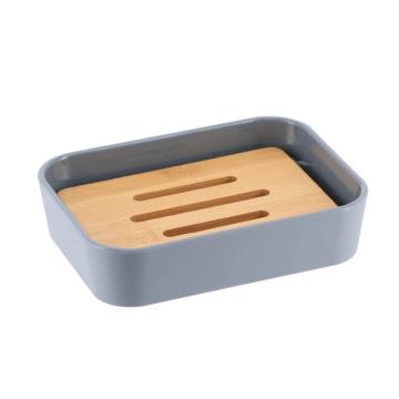 Sapuniera plastic / bambus dreptunghi - gri de la URBANIX SRL