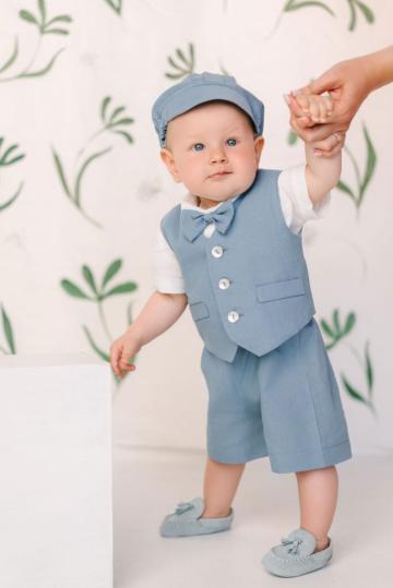 Costum botez Amos - bleu de la Andreeatex