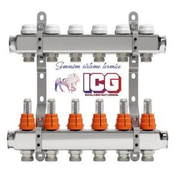 Distribuitor inox 1'' x EK - 5 cai cu debitmetru de la ICG Center