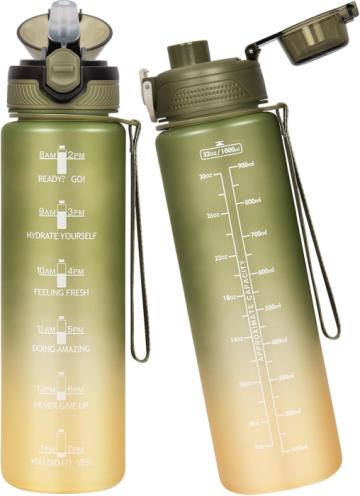 Sticla sport din plastic fara BPA, gradata cu pai