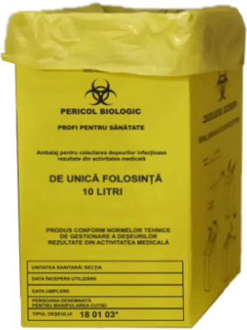 Cutie carton cu sac pentru colectarea deseurilor medicale de la Profi Pentru Sanatate Srl