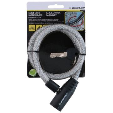 Antifurt bicicleta spiralat cu cheie 65cm alb