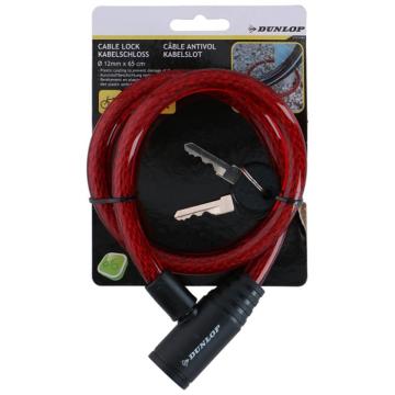 Antifurt bicicleta spiralat cu cheie 65cm rosu
