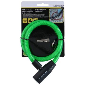 Antifurt bicicleta spiralat cu cheie 65cm verde