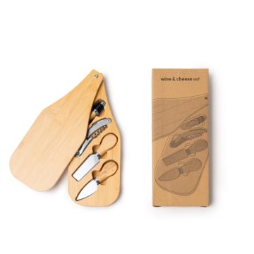 Set vin si branzeturi Gauda, 4 accesorii in cutie de lemn de la Luma Atelier