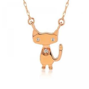 Colier din aur roz de 14K cu diamante de 0.02 carate