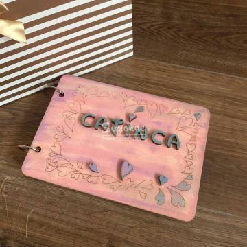 Agenda jurnal din lemn, personalizata