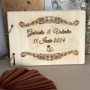Guestbook lemn gravat nunta - Amintiri pretioase de la Simonne