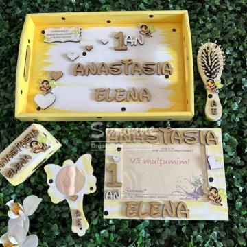 Set tavita personalizat, mot turta, Albinuta Vesela