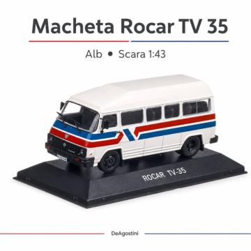 Macheta auto de colectie Rocar TV 35, alb cu dungi rosii de la Hobbyplanet Romania