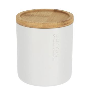 Cutiuta rotunda polirasina - alb/bamboo 9.5x11 cm de la URBANIX SRL